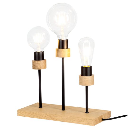 Bordlampe Millume eiketre rett 3 lyskilder
