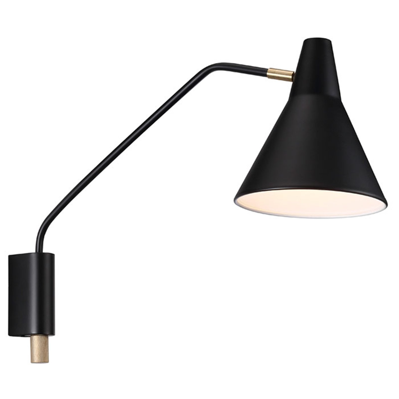Svart vegglampe Brassy bredt utgående