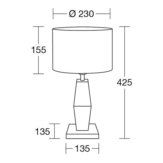 HerzBlut Marla bordlampe, hvit, oljet eik, 42,5 cm