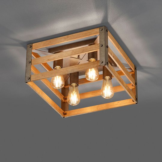 Taklampe Khan i vintagestil, 4 lyskilder