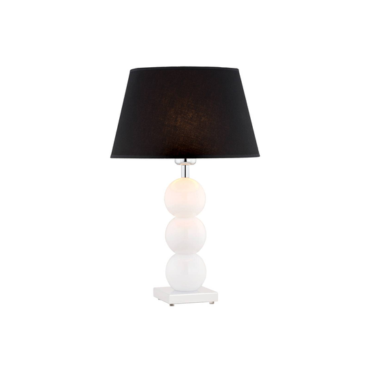 Tekstil-bordlampe Fulda, svart skjerm, hvit fot