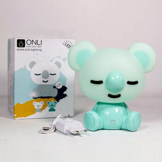 Koala LED-bordlampe til barnerom, grønn