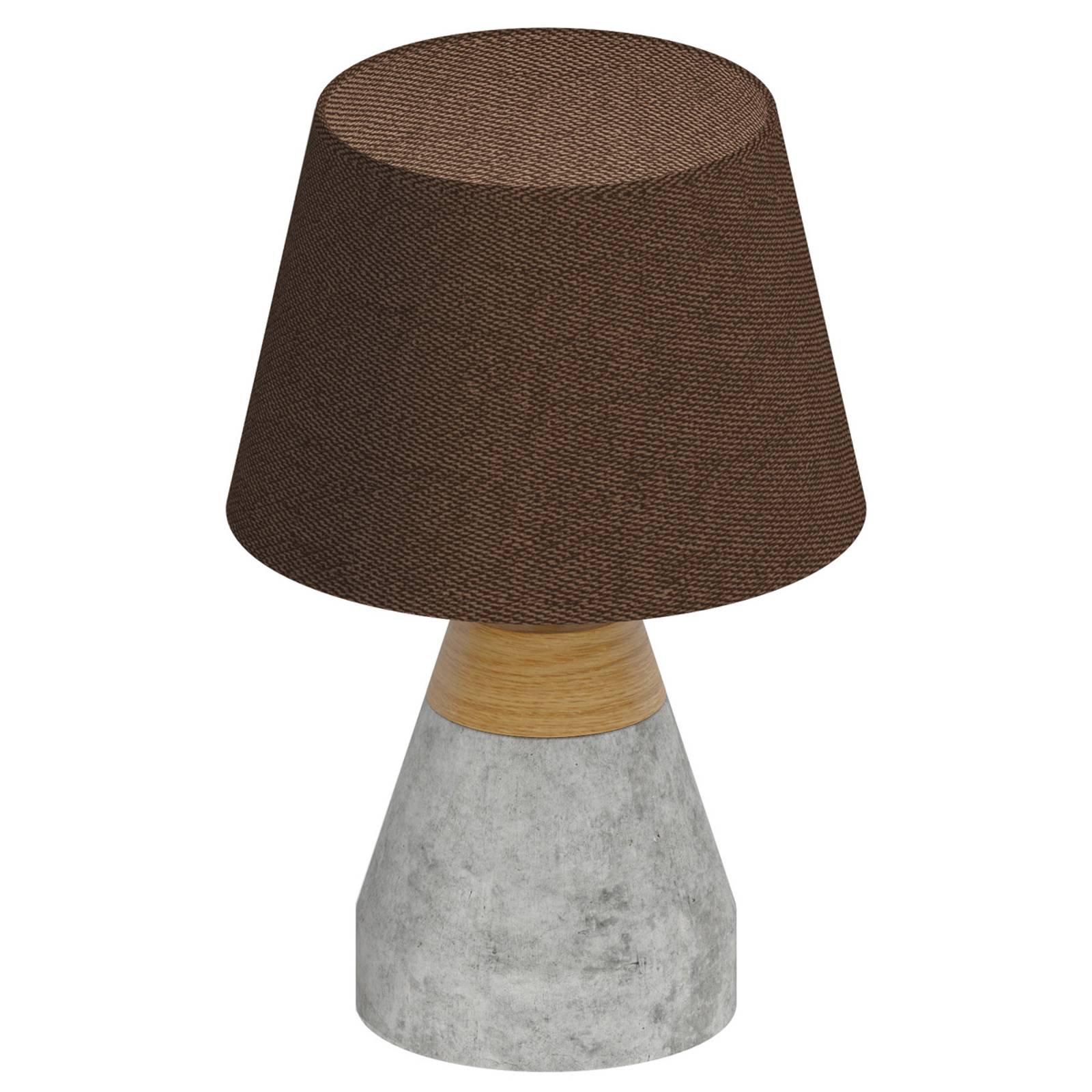 Chic tekstilbordlampe Tarega m. betongfot