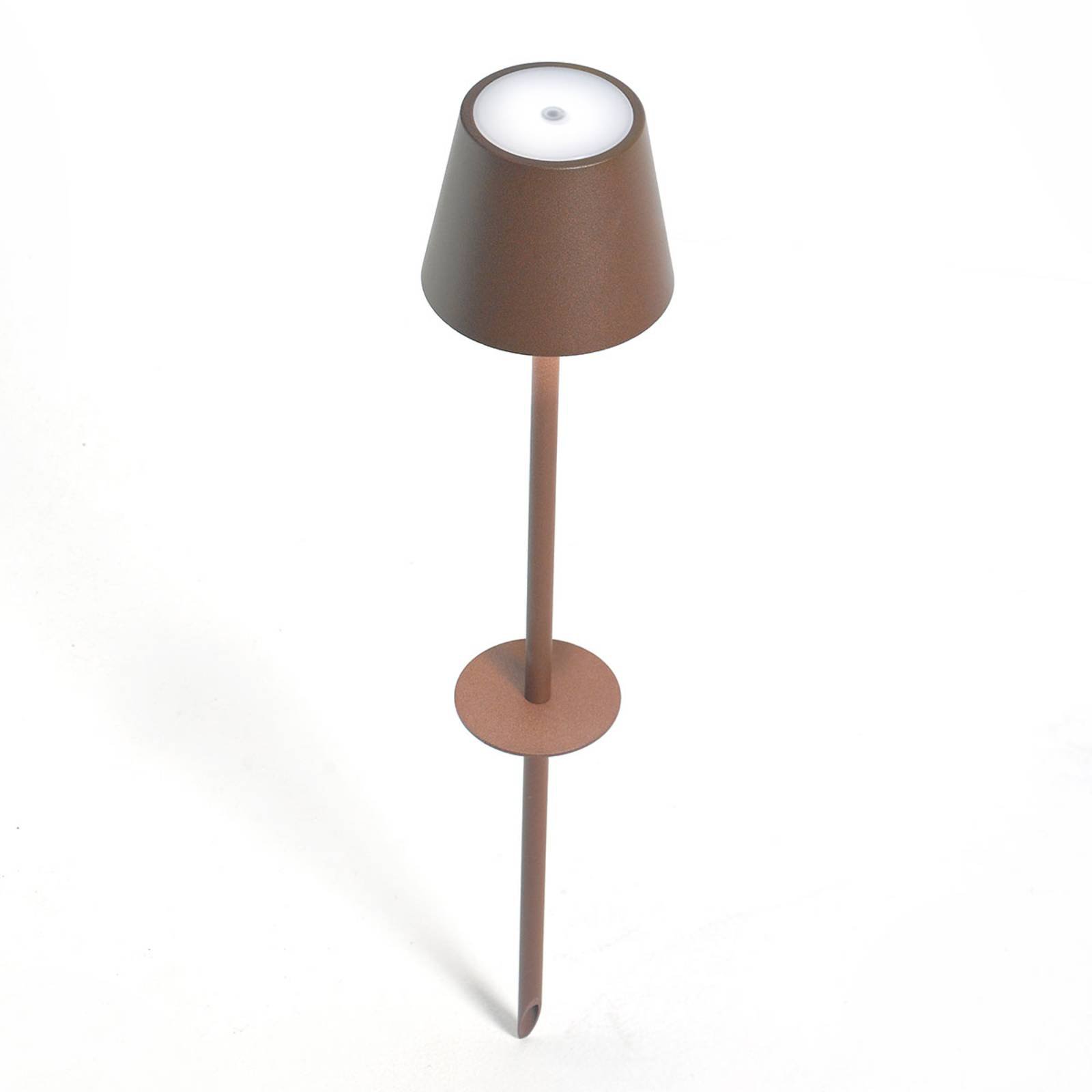LED-spot med jordspyd Poldina batteri brun 110cm
