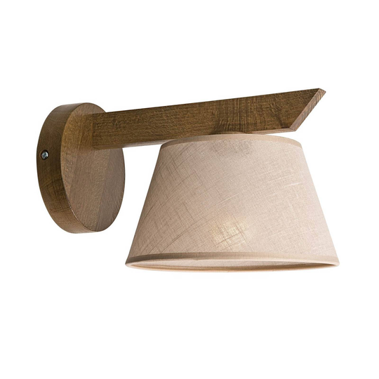 Suecia vegglampe av tre og stoff, nøttetre/beige