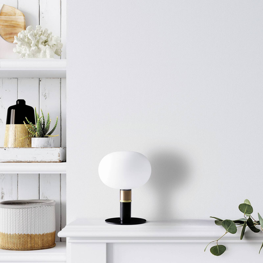 Mose bordlampe av glass, dimbar, messing