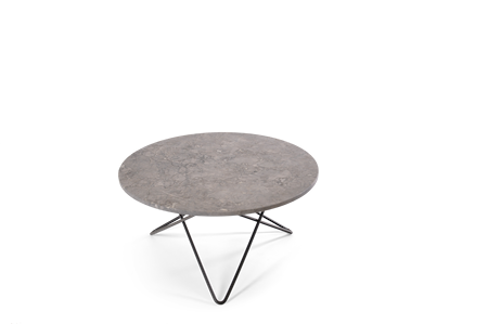 O Table Grå Marmor med Svart Ramme Ø80