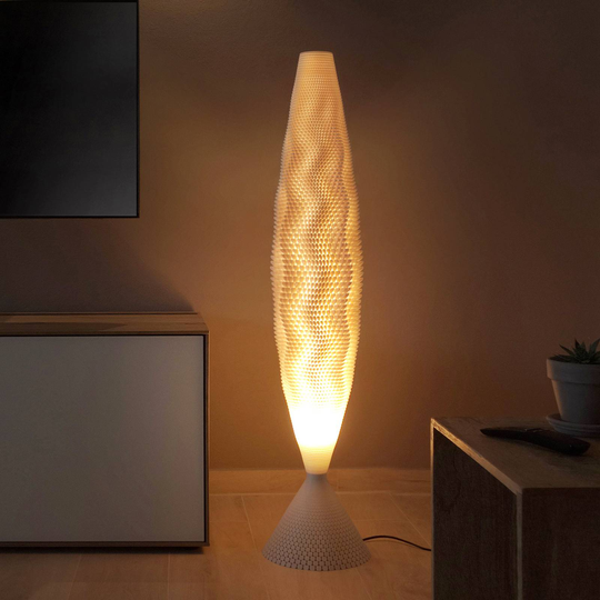 Gulvlampe Koral av biomateriale, linen, 115 cm
