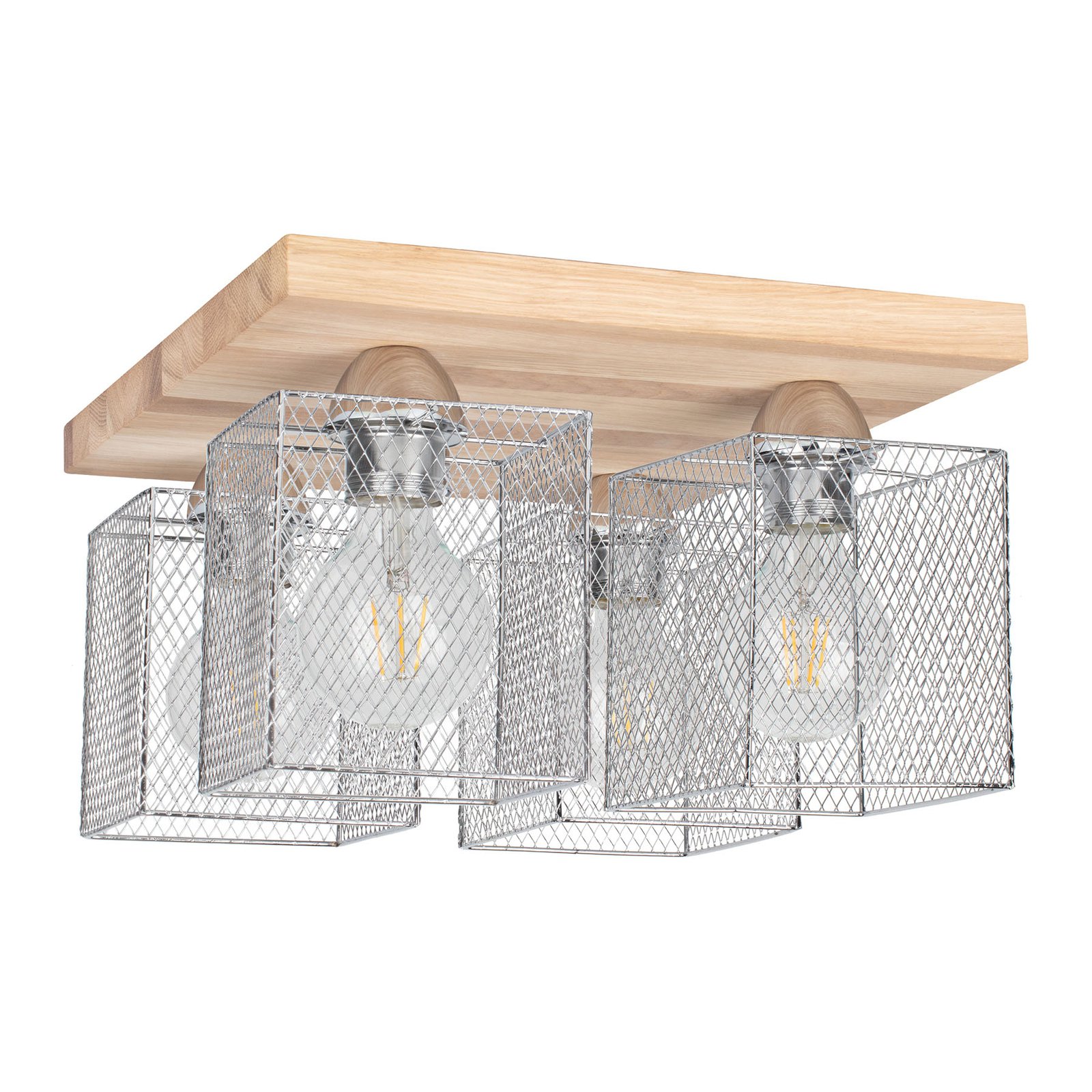 Taklampe Norman Wood 4 lyskilder, oljet eik