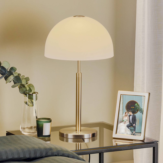 Rothfels Laurena LED-bordlampe, glass, nikkel