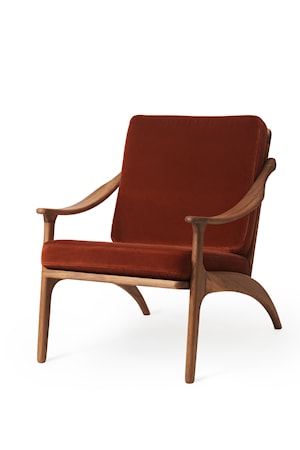 Lean Back Lounge Chair Brick Red fløyel Teak