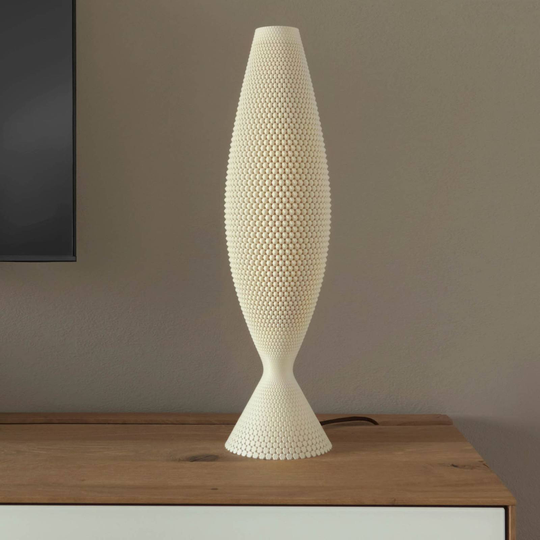 Bordlampe Diamant av biomateriale, linen, 65 cm