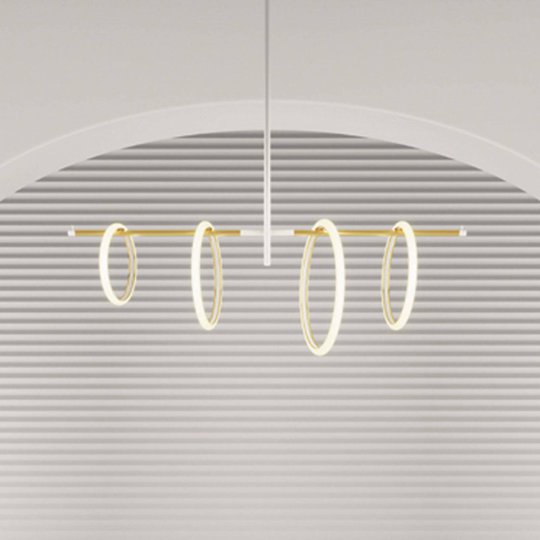 LED-hengelampe Ulaop, fire ringer, hvit
