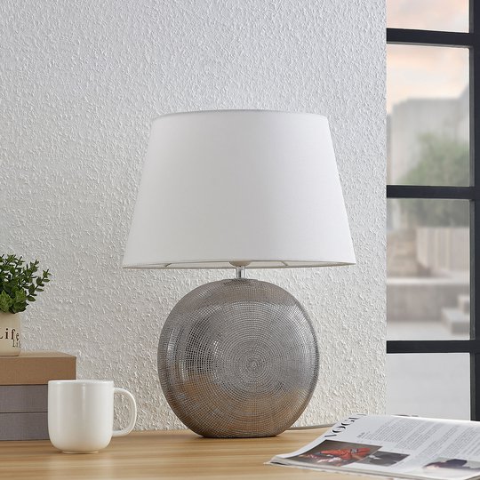 Lindby Florentino bordlampe, stoff og keramikk