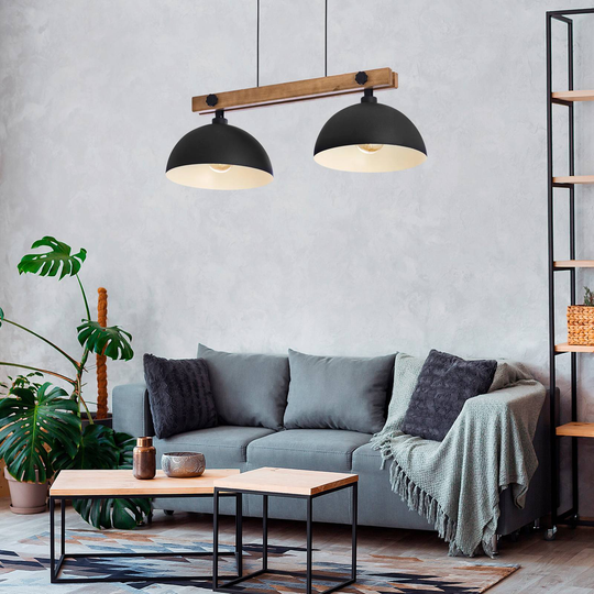 Envolight Stort hengelampe 2lk. med naturtre