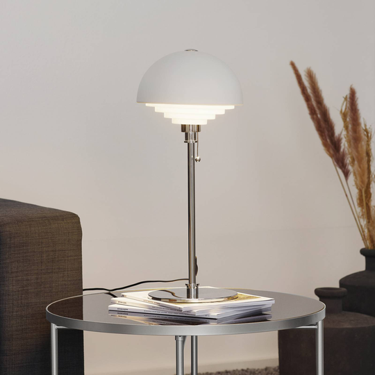 Hvit bordlampe Motown med raster
