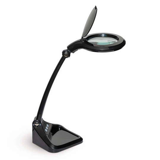 LED-lupelampe MAULiris, dimbar, svart