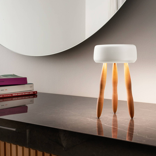 OLEV Drum designer-bordlampe med batteri tre/hvit