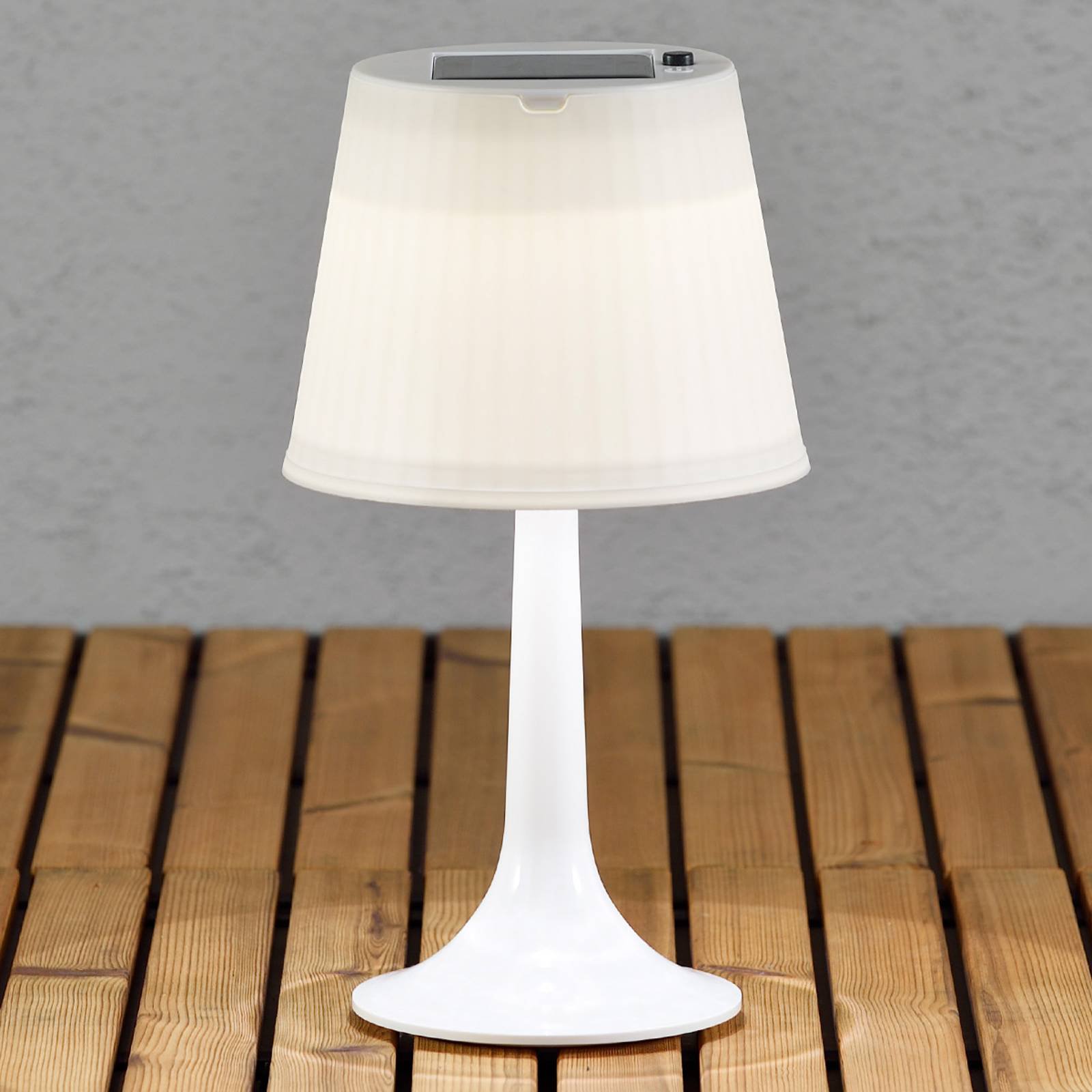 Hvit solcelledrevet bordlampe Assisi Sitra m. LED