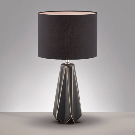 Bordlampe Mono med stoffskjerm og keramisk fot