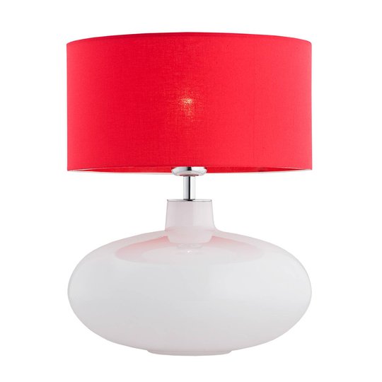 Bordlampe Skien, skjerm rød, glassfot opal