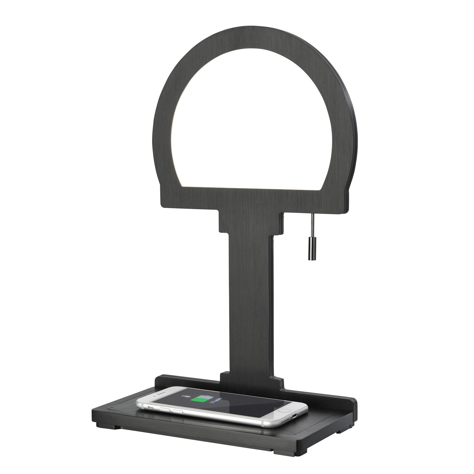 Bordlampe Steve Phone halvrund, QI-lader svart