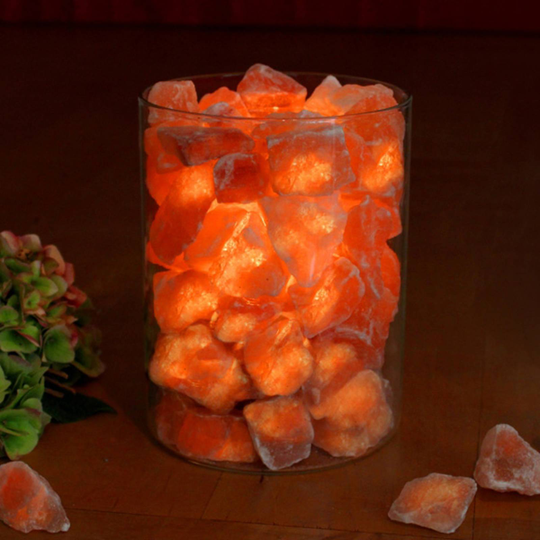 Saltkrystall-flamme i glass