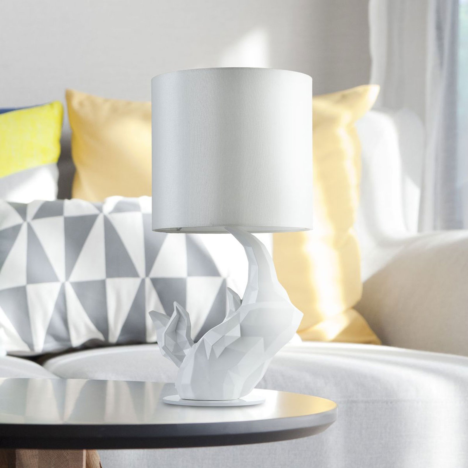 Bordlampe Neshorn hvit