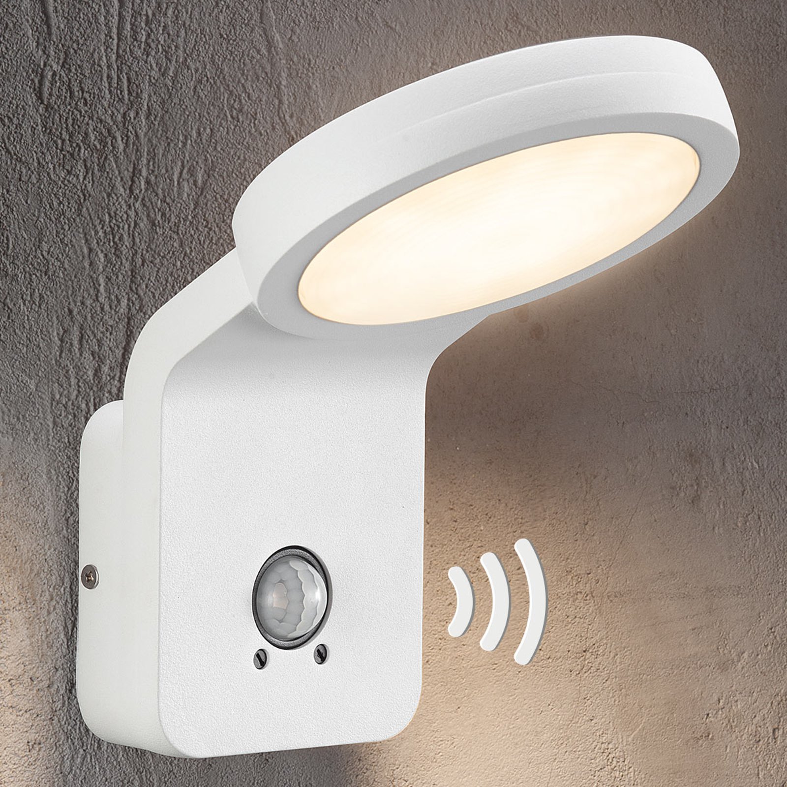 Utendørs LED-vegglampe Marina med IR-sensor hvit