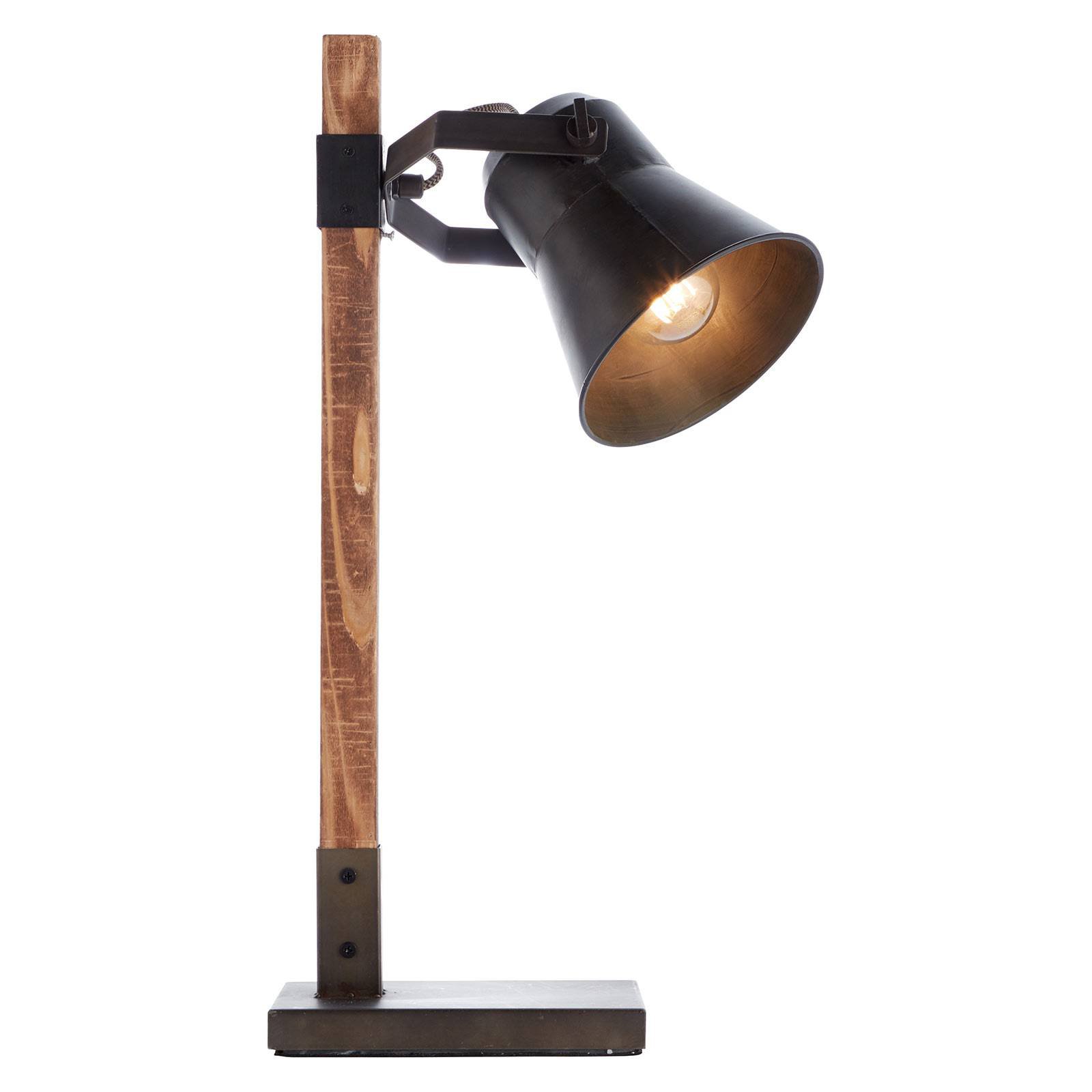 Bordlampe Plow, svart/tre mørk