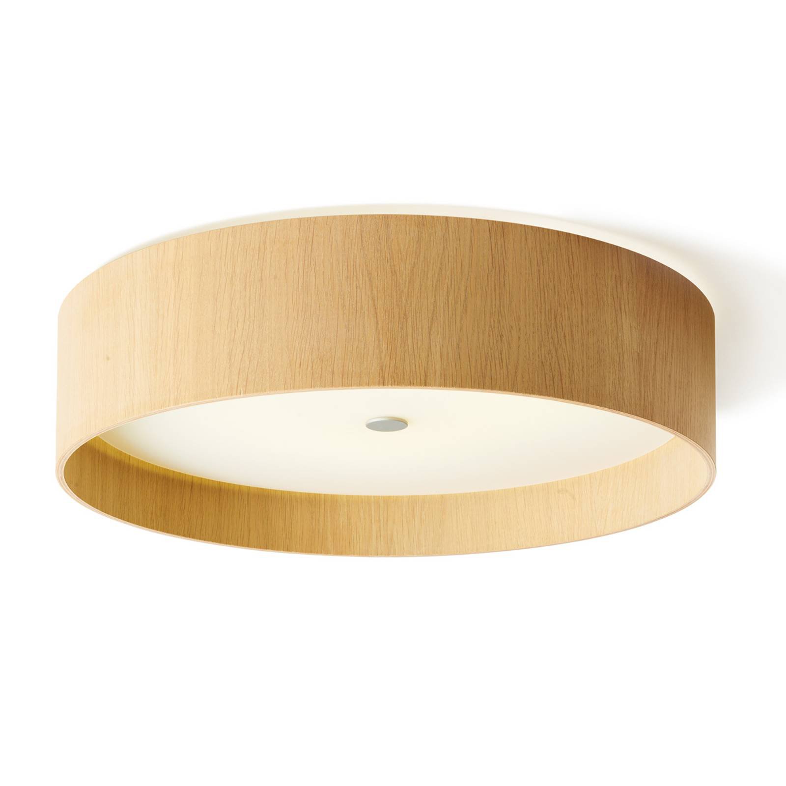 Rund LED-taklampe Lara wood, lys eik 55 cm