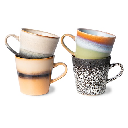 70s ceramics Americano kopp sett med 4, Galileo