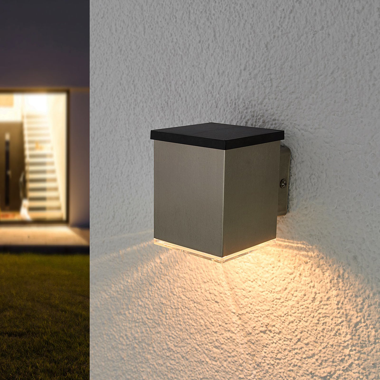 LED-solcelle-vegglampe Tyson, kantet, klar