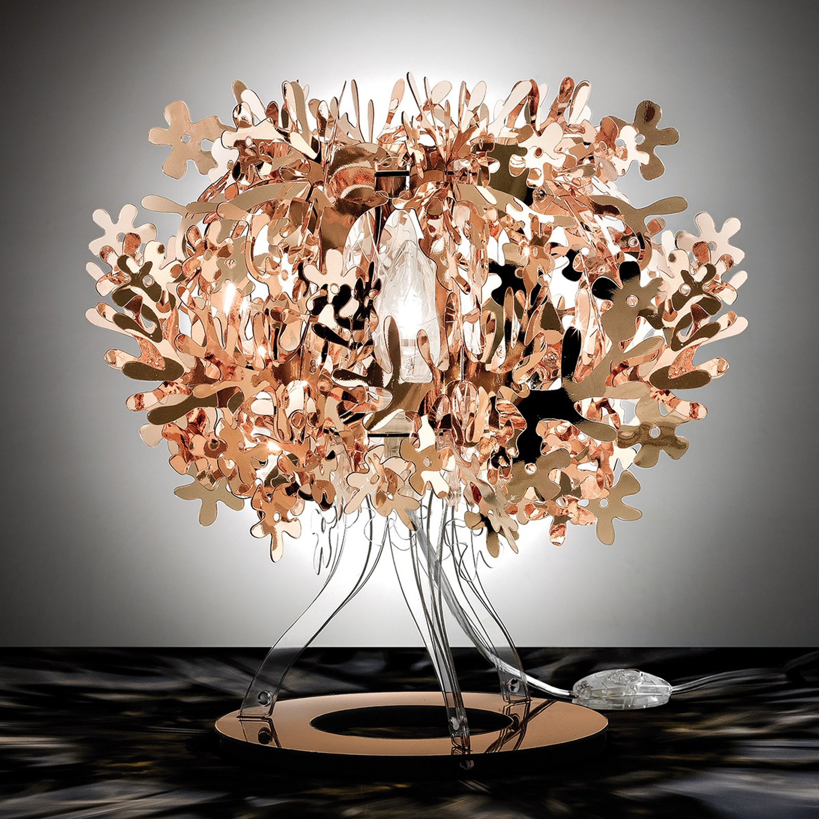 Kobberfarget designerbordlampe Fiorellina