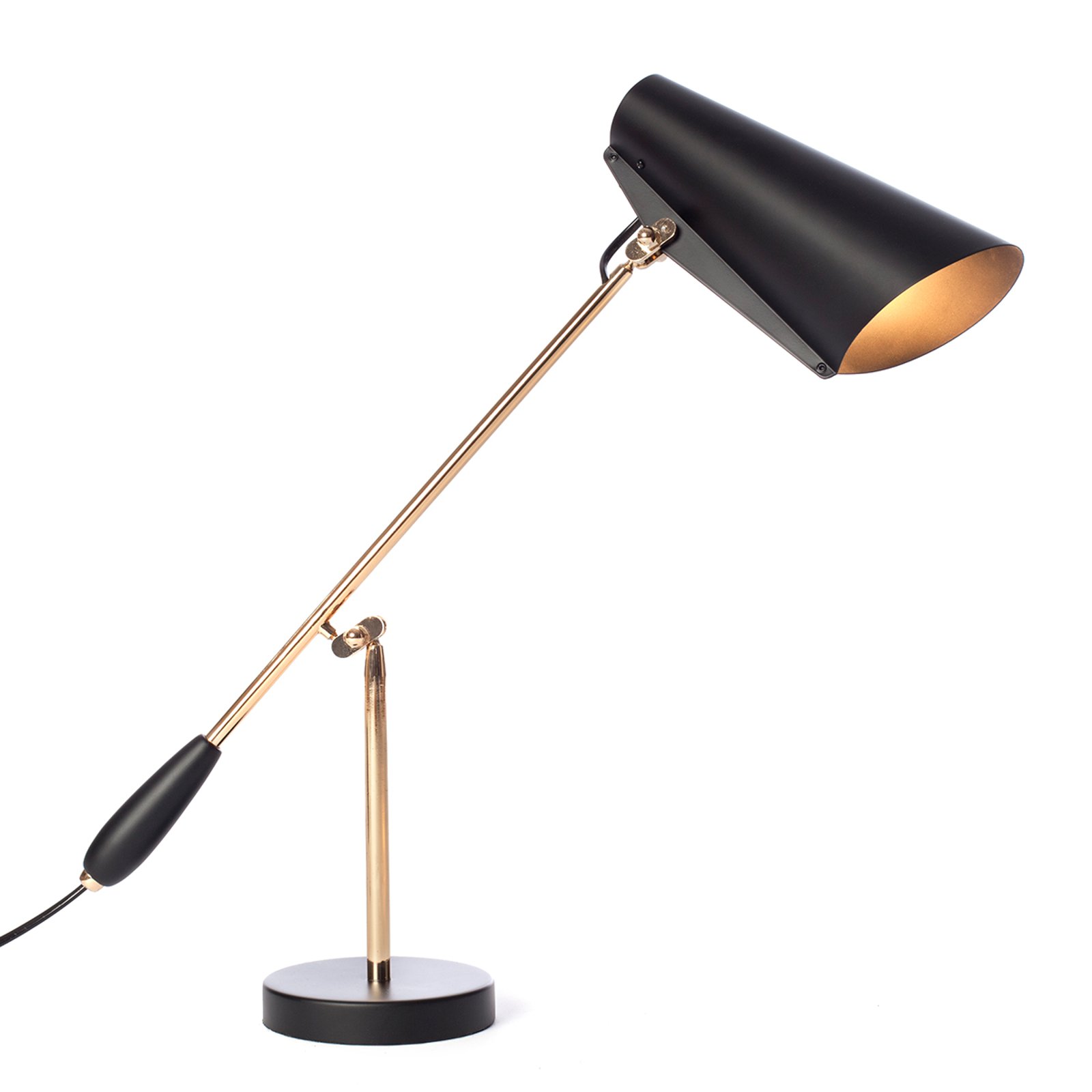 Bordlampen Birdy i retrodesign i svart/messing