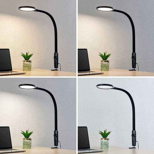 Prios Vargali LED-klemmelampe, dimbar