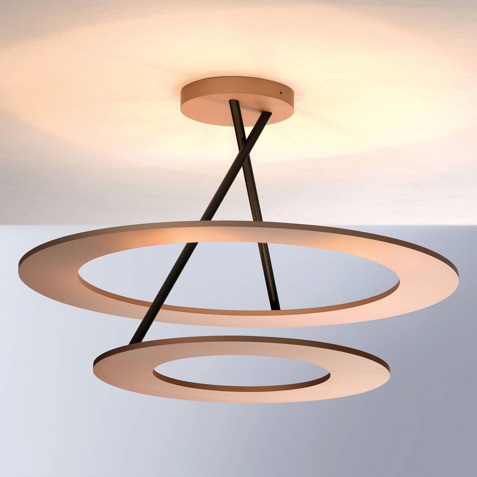 Bopp Stella LED-taklampe 2 ringer, rosa/svart