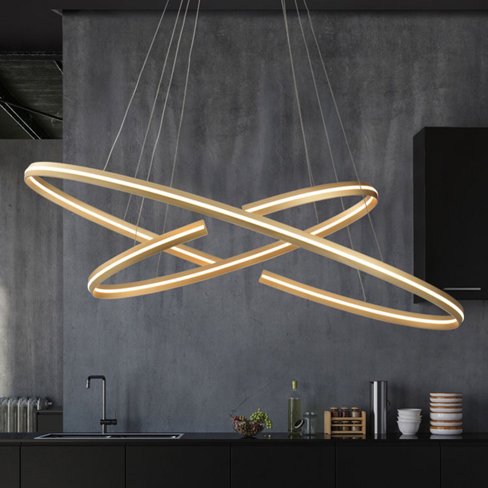 LED-hengelampe Elipse i oval form, 120x60 cm