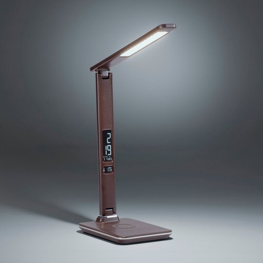 LED-bordlampe Adriano, CCT, dimbar, brun