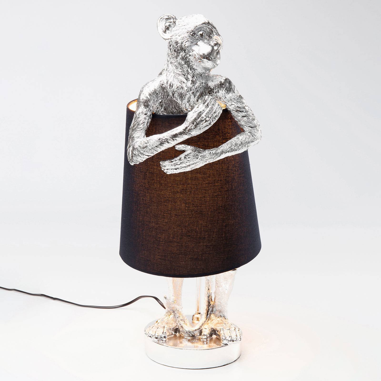 KARE Animal Monkey bordlampe sølv/svart