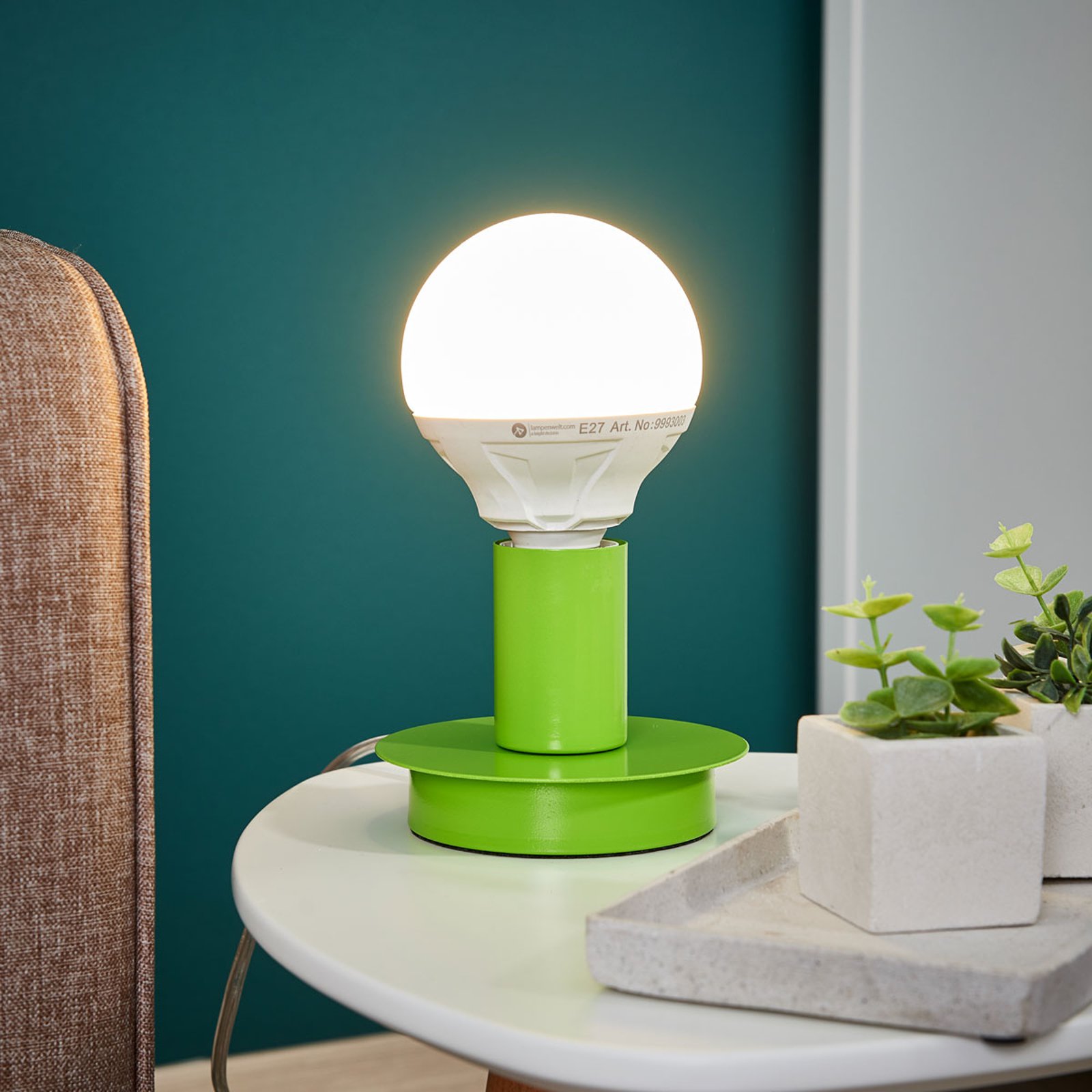Puristisk bordlampe Lumetto - grønn