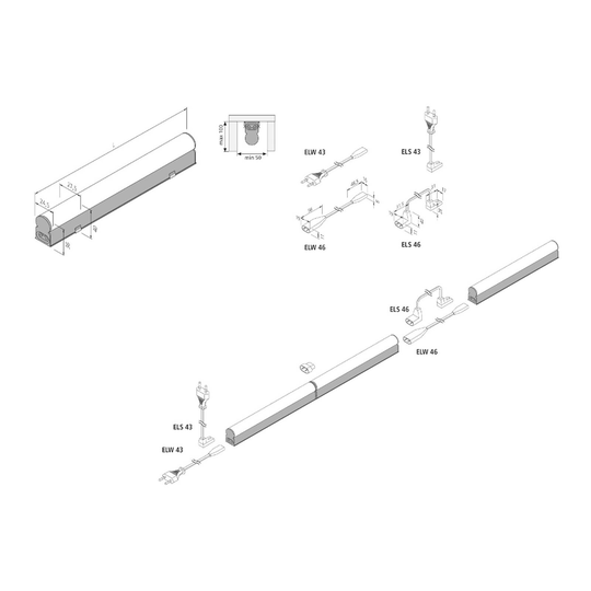 LED-lyslist EcoLite F HO montering, 4 000 K,90 cm