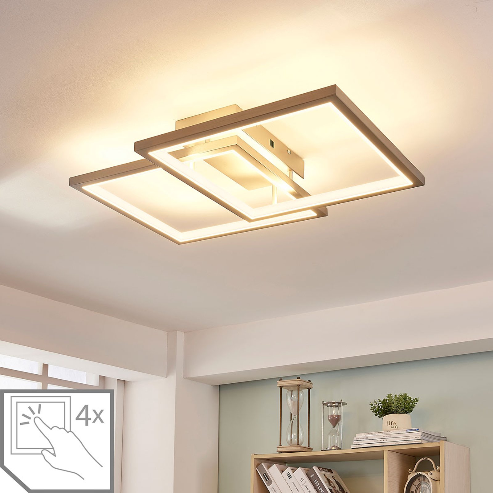 LED-taklampe Heriba av to rammer, dimbar