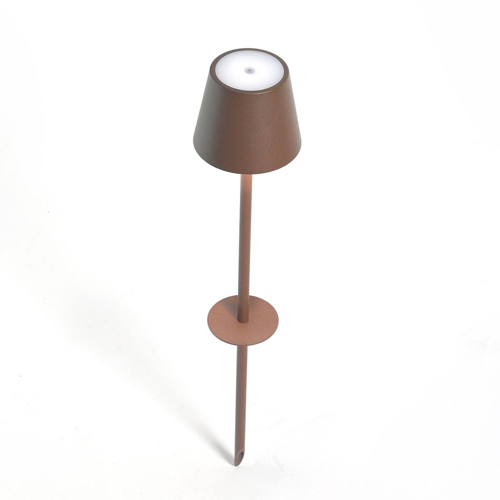 LED-spot med jordspyd Poldina batteri brun 85 cm