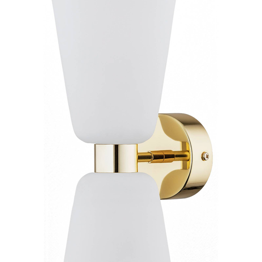 Vegglampe Rita, 2 lys, up/down, opal matt/messing