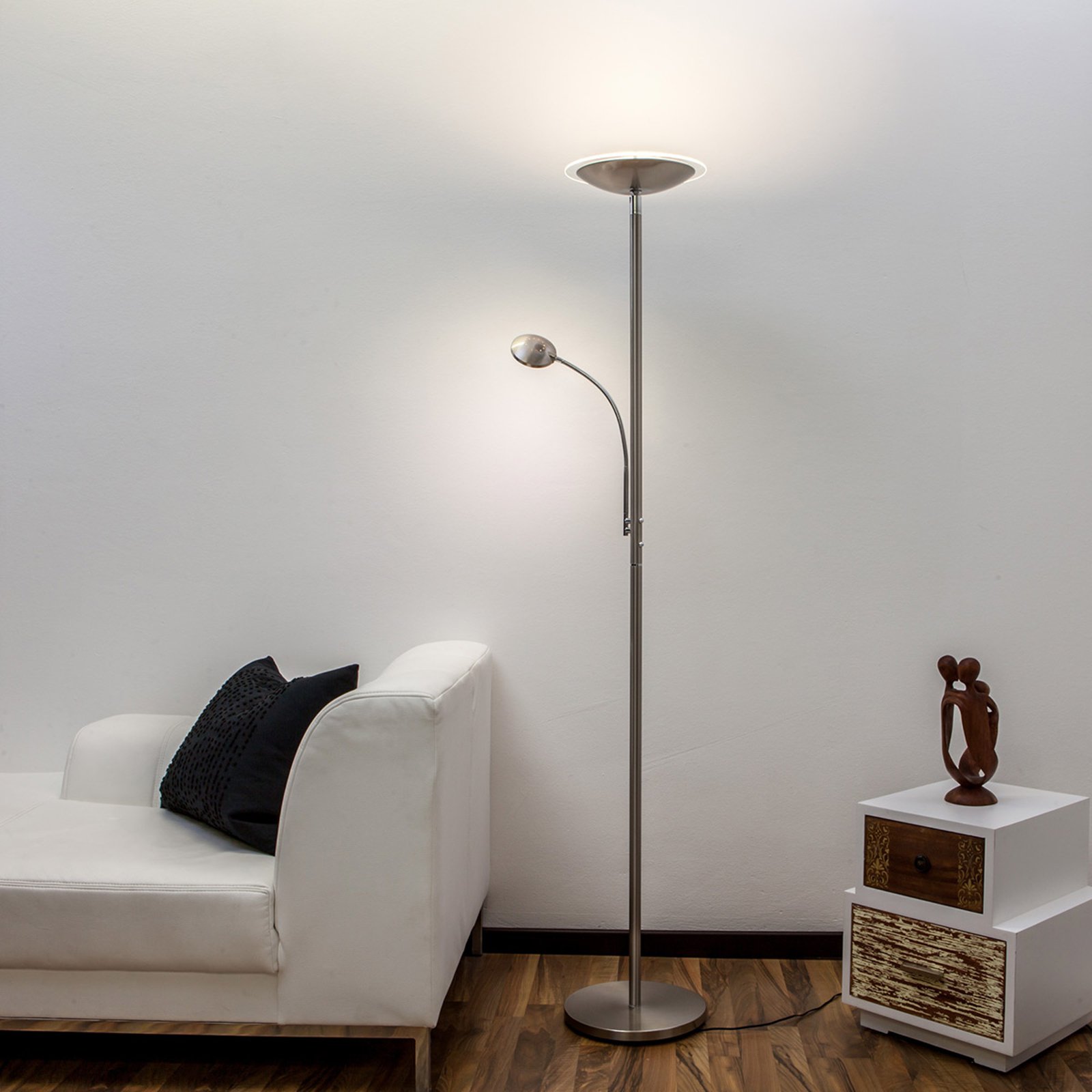 Malea - LED-uplight lampe med lesearm, nikkel