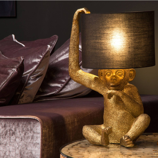Bordlampe Extravaganza Chimp, gull/svart