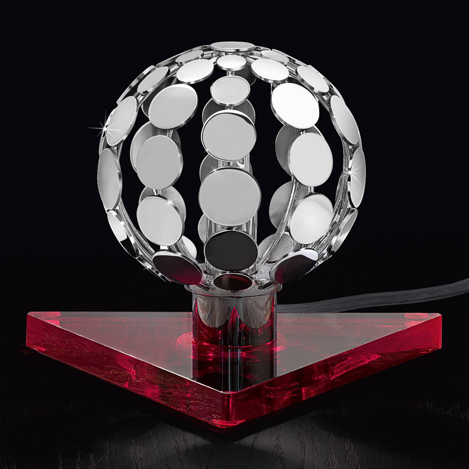 Sfera bordlampe med rød fot, 10 cm