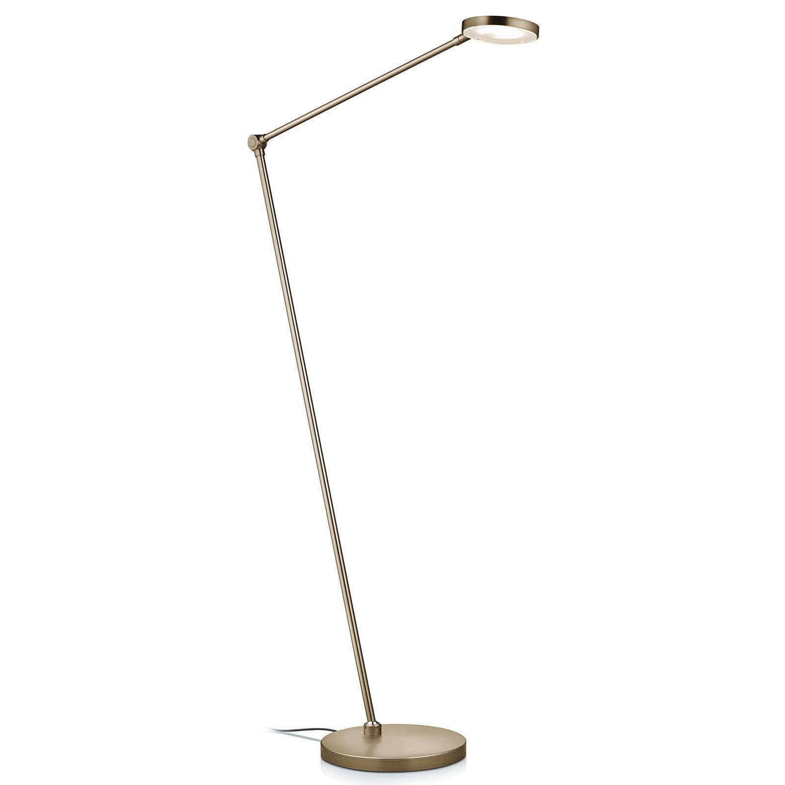 LED-gulvlampe Thea-S, bevegelsesstyring, bronse