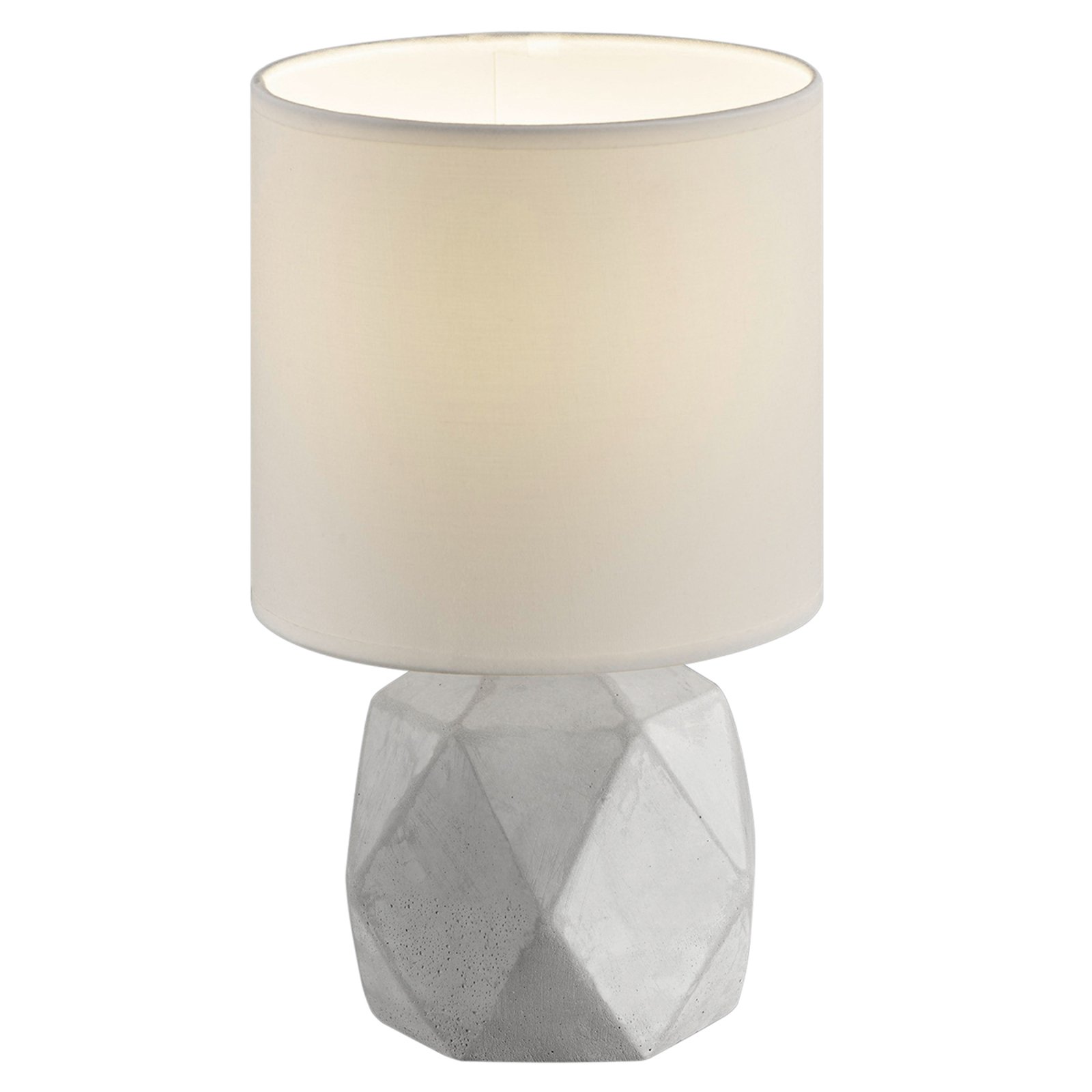 Tekstil bordlampen Pike med diamantformet fot.